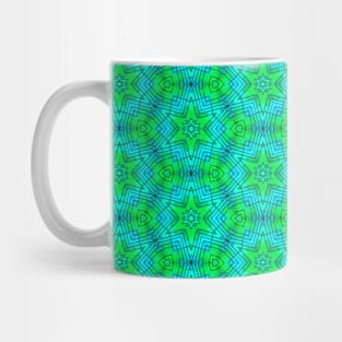 Sea Green Kaleidoscopic Stars and Circles Mug